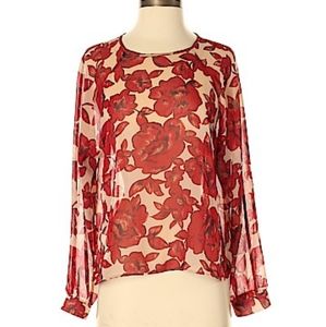FOREVER 21 - Long Sleeve Flower Patterned Blouse